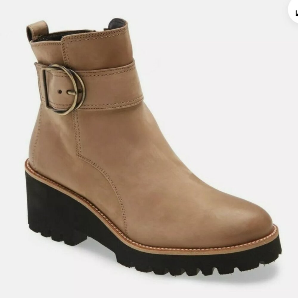 PAUL GREEN Dynamic Boot Lug Platform Moto Chic Alpaca Nubuck, Size 8 US